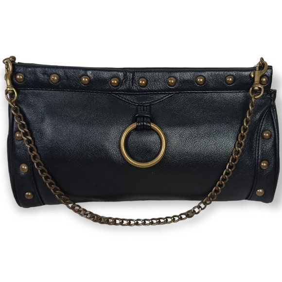 Hobo International Handbags - Hobo International Black Moto Style Leather Clutch Purse